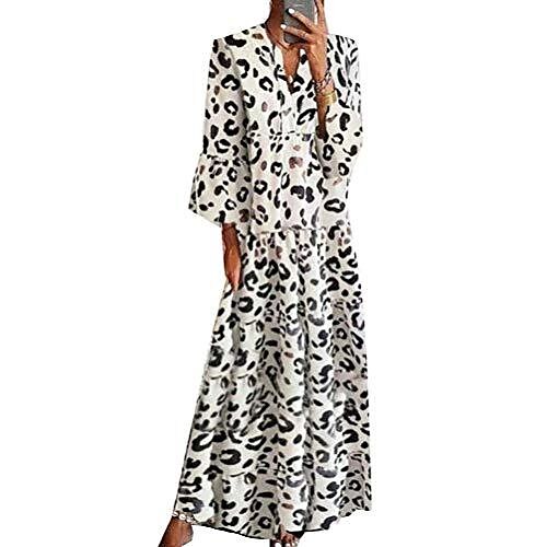 

Women's Long Dress Maxi Dress White leopard Long Sleeve Fall Spring Winter Dress Fall Dress S M L XL XXL XXXL 4XL