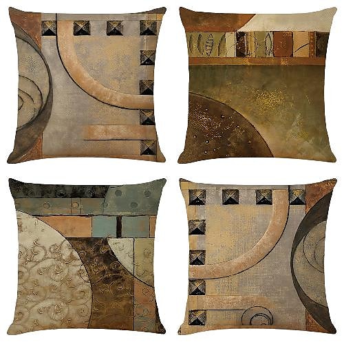 

cushion cover 4pcs soft decorative square throw pillow cover cushion case pillowcase for sofa bedroom one side superior quality machine washable Faux Linen Cushion for Sofa Couch Bed Chair