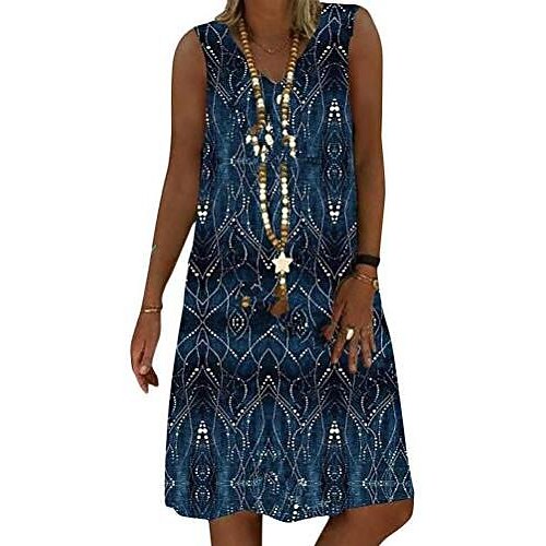 

Women's Casual Dress Midi Dress Green Blue Purple Sleeveless S M L XL XXL 3XL 4XL 5XL