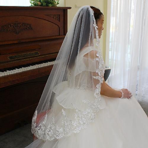 

One-tier Comtemporary / Stylish Wedding Veil Elbow Veils with Solid Lace / Tulle