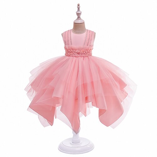 

Bambino Da ragazza Vestito da festa Tinta unica Abito in tulle Al ginocchio Vestito Prestazioni Retato Girocollo Senza maniche Elegante Vestito 3-10 anni Primavera Multicolore Bianco Rosa