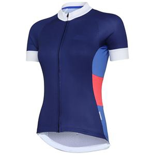 

21Grams Women's Cycling Jersey Short Sleeve Bike Jersey with 3 Rear Pockets Mountain Bike MTB Road Bike Cycling Breathable Soft Reflective Strips Comfortable Blue Patchwork Polyester Sports Clothing