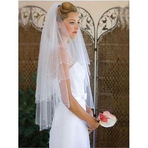 

Two-tier Simple / Classic Style Wedding Veil Elbow Veils with Fringe 59.06 in (150cm) POLY / 100% Polyester