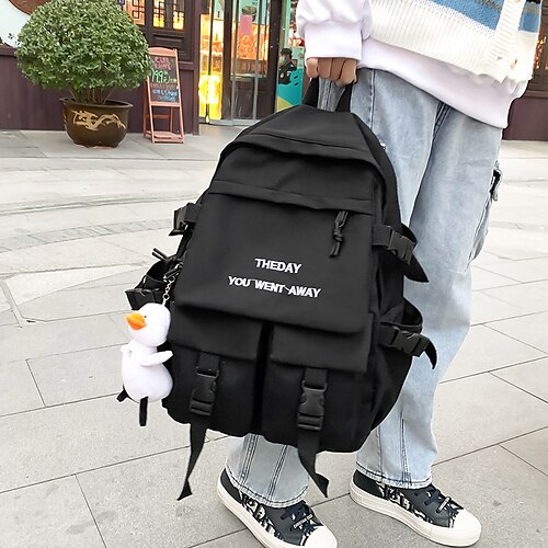 

Women's Unisex Backpack School Bag Commuter Backpack Nylon Special Material Large Capacity Waterproof Buttons Zipper Sports & Outdoor School Daily Green Blue White Black Red