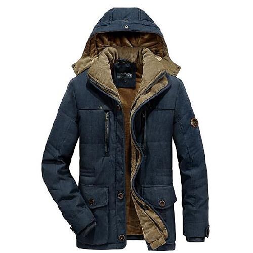 flygo férfi téli meleg megvastagodó sherpa bélelt kabát parka dzseki levehető kapucnival (xx-nagy, királykék)