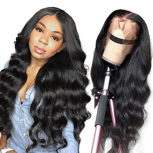 

Ishow Brazilian Wig Headpiece 4x4 transparent lace mesh 10A Natural Hair color Body Wave 150% density