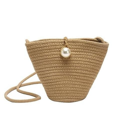 

Women's Straw Bag Messenger Bag Crossbody Bag Straw Bag Straw Holiday Date Khaki