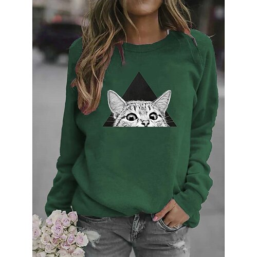 

Mulheres Plus Size Estampado Animal Blusa Tamanho grande Decote Redondo Manga Longa Blusas Tamanho grande / Tamanhos Grandes