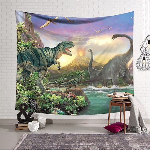 

stor væg gobelin kunst indretning tæppe gardin hængende hjem soveværelse stue dekoration polyester dinosaur verden