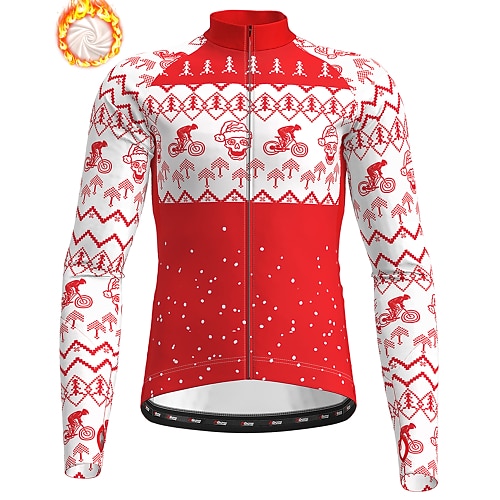 

Men's Cycling Jersey Long Sleeve Winter Bike Jersey Top with 3 Rear Pockets Ugly Christmas funny Mountain Bike MTB Road Bike Cycling Fleece Lining Warm Quick Dry Soft Orange Red Blue Sugar Skull