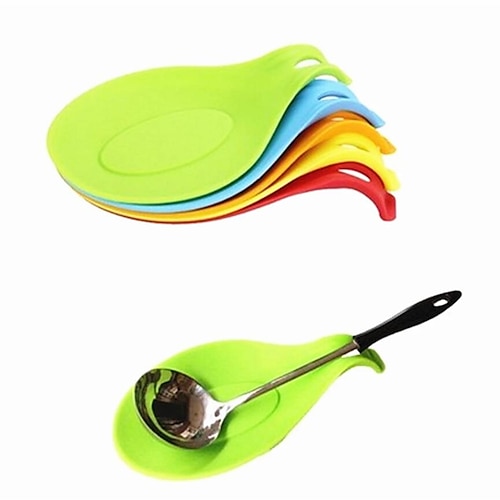 

Silicone Spoon Insulation Mat Silicone Heat Resistant Placemat Drink Glass Coaster Tray Spoon Pad Kitchen Tool Random Color for Restaurant Home Cook