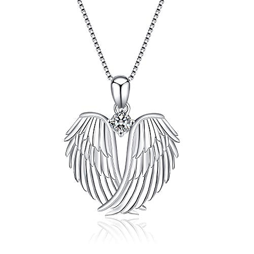 Collier ailes d'ange en argent sterling 925 ailes d'ange gardien pendentif collier pour femmes bijoux cadeaux