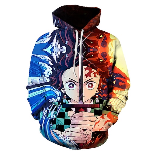 

Demon Slayer Kamado Tanjirou Cosplay Costume Hoodie Anime 3D Printing Harajuku Graphic Hoodie For Men's Women's Adults' Polyester / Cotton Blend