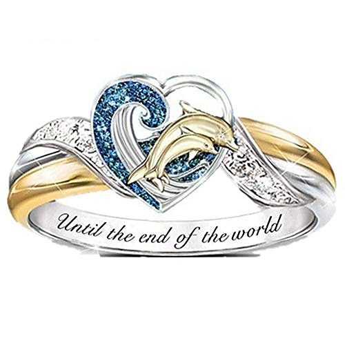 

женское кольцо с декларацией, мама любит тебя навсегда, инкрустированное цирконием, женское кольцо, черепаха, сова, цветок, кольцо с единорогом, женские подарочные украшения для девочек (дельфин, 6)