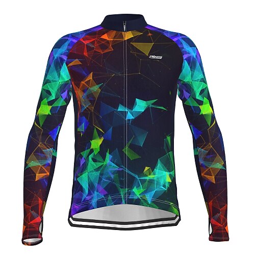 

21Grams Men's Cycling Jacket Cycling Jersey Long Sleeve Bike Jacket with 3 Rear Pockets Mountain Bike MTB Road Bike Cycling Warm Cycling Reflective Strips Back Pocket Dark Navy Graphic Geometic