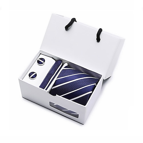 

Men's Ties Pocket Square Cufflinks Sets Basic Striped