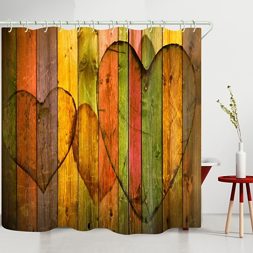 

Love Striped Board Digital Printing Shower Curtain Shower Curtains Hooks Modern Polyester New Design 70 Inch