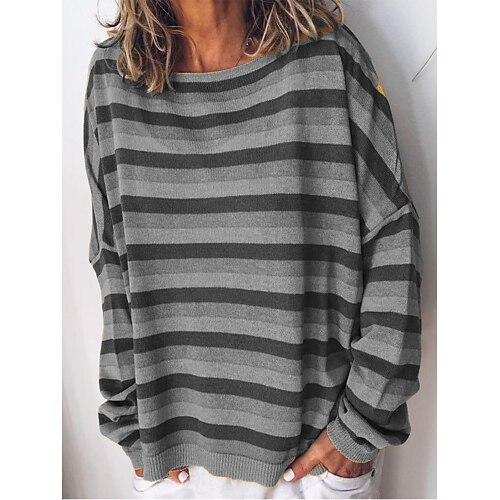 

Damen Übergröße Patchwork Gestreift Bluse Große Größe Rundhalsausschnitt Langarm Oberteile Große Größe / Übergrössen