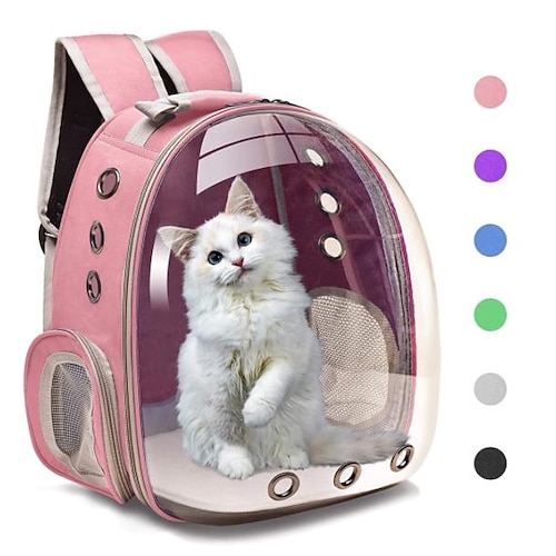 

breathable pet travel backpack space capsule carrier bag hiking bubble backpack for cat & dog (light blue)