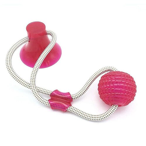 Hirkase Pet Bite Toy Multifunction Pet Molar Bite Toy，Pet Supplies with Suction Cup Teeth Cleaning,Durable Dog Tug Rope Ball Toy with Suction Cup Pet Molar Bite Toy Red and Blue