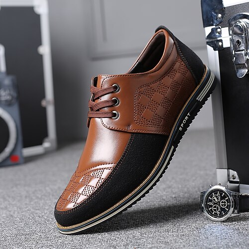 

Men's Sneakers Comfort Shoes Casual Classic British Home Daily Walking Shoes PU Breathable Shock Absorbing Booties / Ankle Boots Black Brown Blue Fall Spring