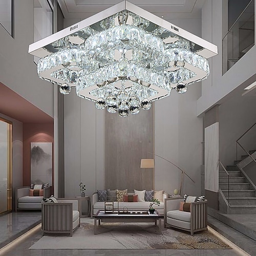 

1-Light 50 cm Crystal / Adjustable / Dimmable Flush Mount Lights Metal Crystal Electroplated LED / Modern 110-120V / 220-240V / FCC