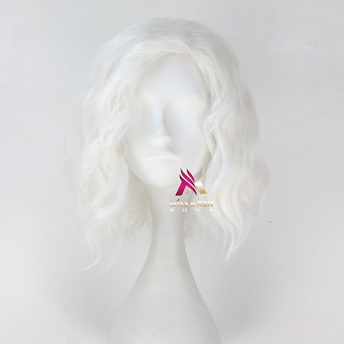 

halloween kostymer syntetisk parykk viserys targaryen game of thrones krøllete asymmetrisk parykk kort hvitt syntetisk hår 14 tommers herre cosplay fluffy white