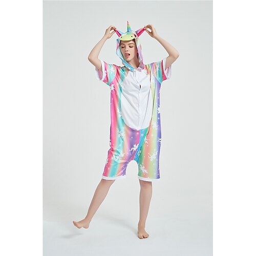 

Adults' Kigurumi Pajamas Unicorn Color Block Onesie Pajamas Pure Cotton Cosplay For Men and Women Christmas Animal Sleepwear Cartoon Festival / Holiday Costumes