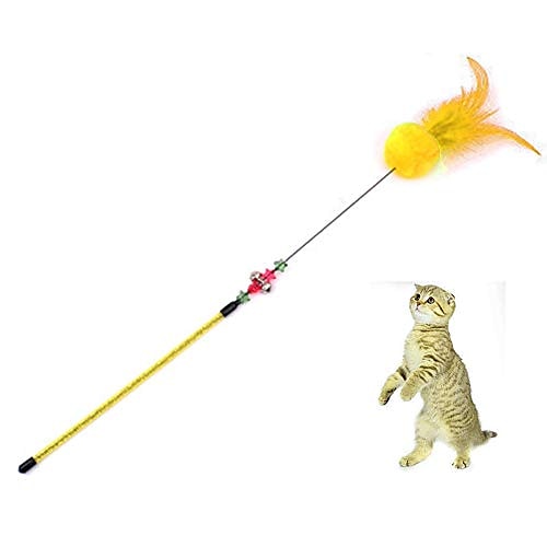 

cat wand toy feather teaser cat interactive toys with bells and feather cat catcher ball for kitten