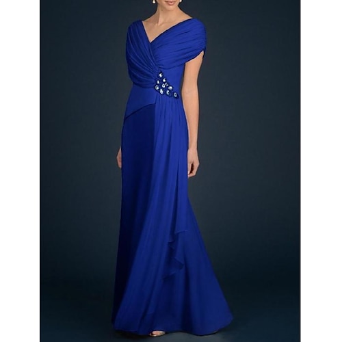

A-Line Mother of the Bride Dress Elegant V Neck Knee Length Chiffon Sleeveless with Pleats Ruching 2022