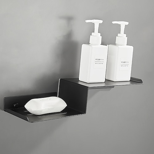

Bathroom Shelf Wall Mounted Storage Shelf,Double-Deck Stainless Steel Tray for Storing Mobilephones, Toilet Paper