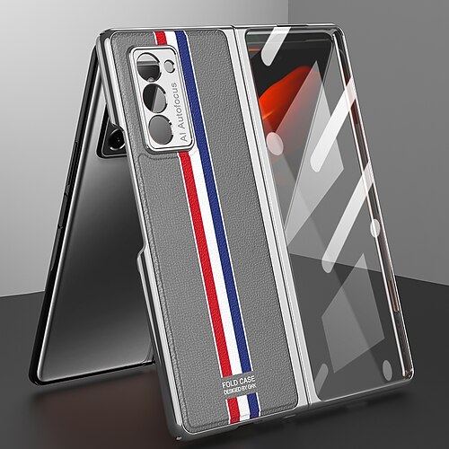 

Phone Case For Samsung Galaxy Full Body Case Leather Flip Z Fold 2 Plating Flip Solid Color PU Leather PC