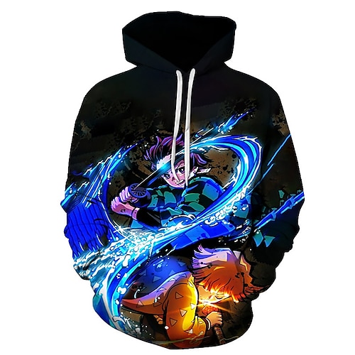 

Tueur de démons Agatsuma Zenitsu Kamado Tanjirou Costume de Cosplay Sweat à capuche Anime 3D Imprimé Harajuku Art graphique Sweat à capuche Pour Homme Femme Adulte Mélangé polyester / coton