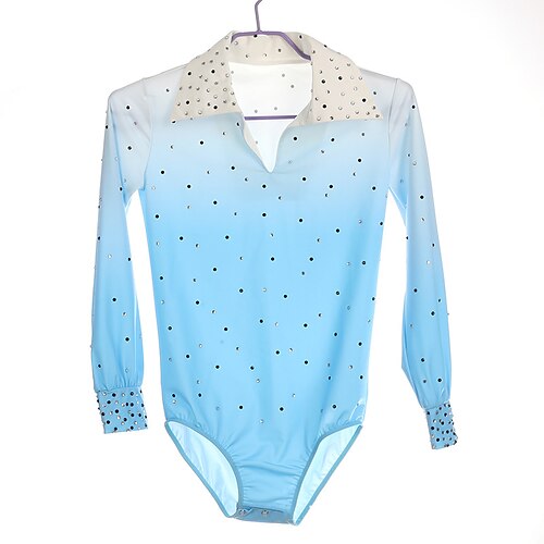 

Figure Skating Top Men's Boys' Ice Skating Outfits Top Blue High Elasticity Training Competition Skating Wear Handmade Crystal / Rhinestone Long Sleeve Ice Skating Figure Skating