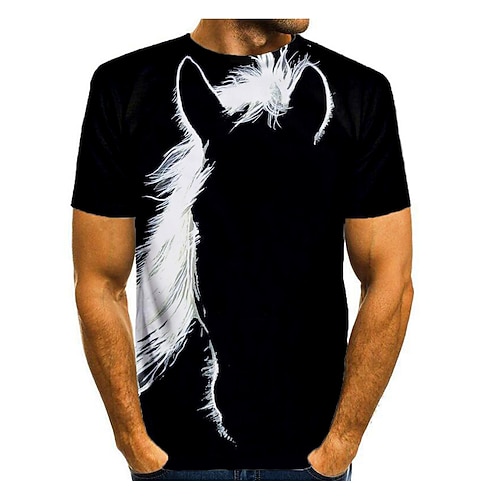 

Men's T shirt Tee Shirt Graphic Animal 3D Round Neck Black 3D Print Daily Short Sleeve Print Clothing Apparel