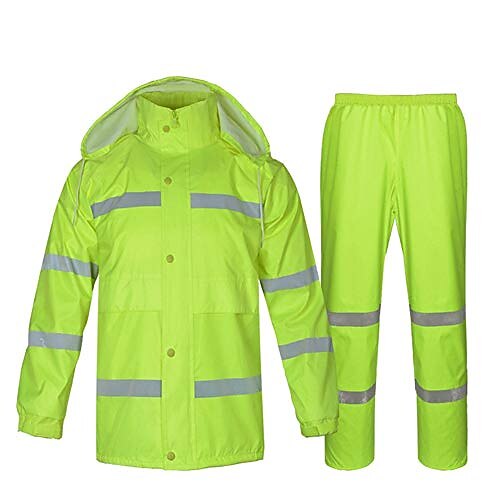

soft breathable reflective raincoat- reflective raincoat suit outdoor riding safety visibility work rainproof jacket coat split raincoat rain pants suit (color : green, size : xxl (175))