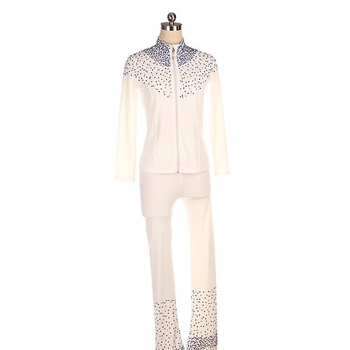 

Figure Skating Jacket with Pants Women's Girls' Ice Skating Pants / Trousers Leggings Outfits White Patchwork Spandex High Elasticity Training Competition Skating Wear Handmade Crystal / Rhinestone