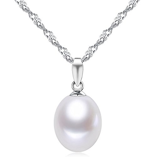 

jewelry women gifts silver freshwater cultured teardrop white pearl pendant necklace single pearl
