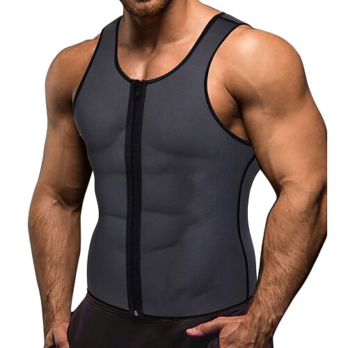 

men waist trainer vest weightloss hot neoprene corset compression sweat body shaper slimming sauna tank top workout shirt (gray, xl)