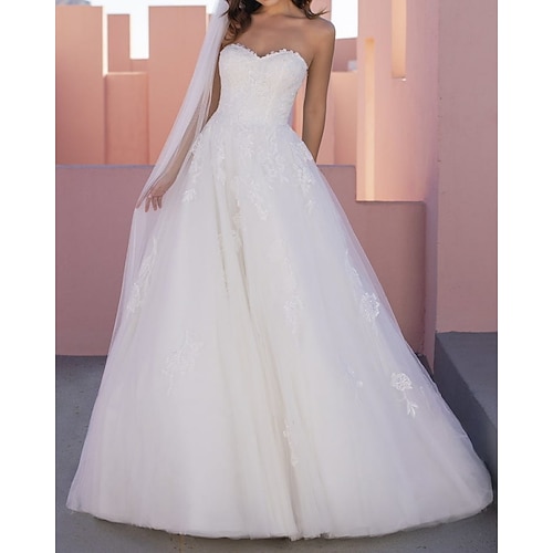 

Mermaid / Trumpet Wedding Dresses Strapless Off Shoulder Floor Length Lace Tulle Long Sleeve Country with Appliques 2022