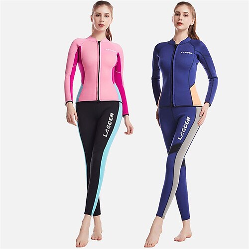 

Women's Full Wetsuit 2.5mm SCR Neoprene Diving Suit Thermal Warm Quick Dry Stretchy Long Sleeve 2 Piece Front Zip - Swimming Diving Surfing Scuba Patchwork Autumn / Fall Spring Summer