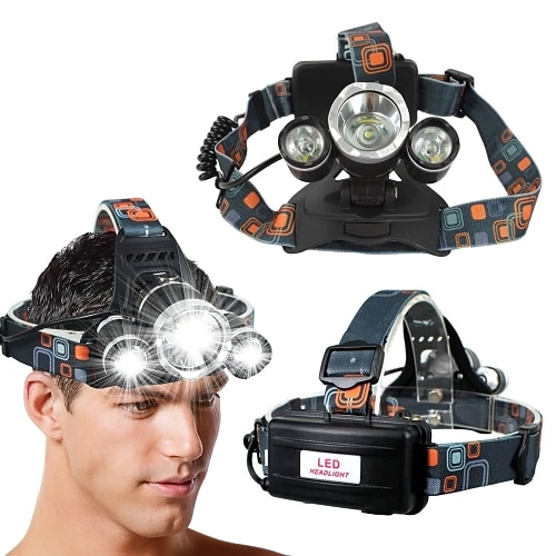 

T1 Headlamps 150 lm LED LED 3 Emitters 4 Mode with Adapter Portable Professional Camping / Hiking / Caving Everyday Use Cycling / Bike Light Black