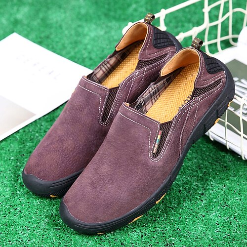 

Men's Loafers & Slip-Ons Comfort Loafers Casual Daily Walking Shoes Pigskin Breathable Non-slipping Wear Proof Yellow Khaki Coffee Fall