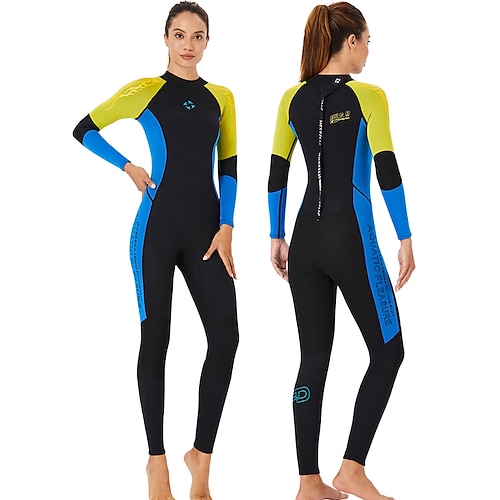 

Dive&Sail Women's Full Wetsuit 3mm SCR Neoprene Diving Suit Thermal Warm UPF50 Fleece Lining High Elasticity Long Sleeve Full Body Back Zip - Swimming Diving Surfing Snorkeling Patchwork Autumn