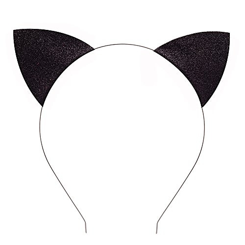 

glitter cat ears headband halloween fancy dress cat woman hairband cosplay (black)