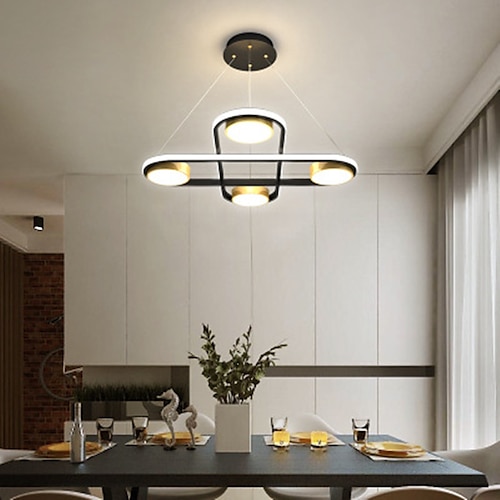 

60cm LED Pendant Light Modern Nordic Design Black Gold Circle Round Living Room Bedroom Metal Painted Finishes 220-240V