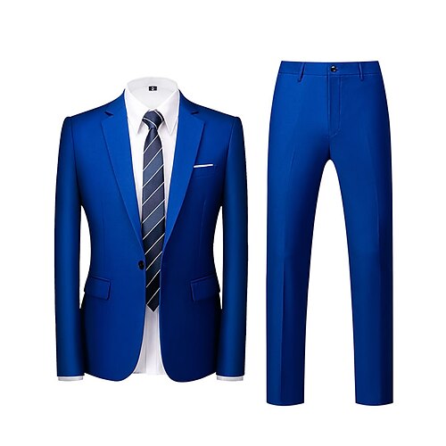 

Purple Yellow Ocean Blue Men's Wedding Suits 2 Piece Notch Solid Color Tailored Fit Single Breasted One-button 2022