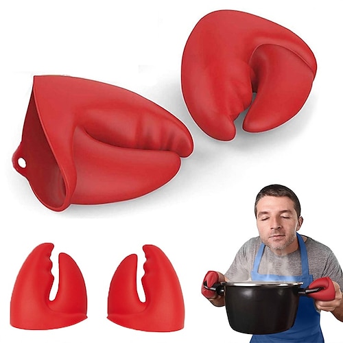 

Kitchen Heat Resistant Silicone Pot Pinchers Crab Claw Anti-slip Cooking Pinch Grips Clamp Clip Pot Holder 2 Pieces per Box