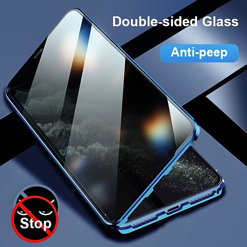 

Anti Peep Magnetic Phone Case For Apple Full Body Case iPhone 13 12 11 Pro Max Mini SE 2020 X XR XS Max 8 7 Plus Shockproof Flip Transparent Tempered Glass Metal