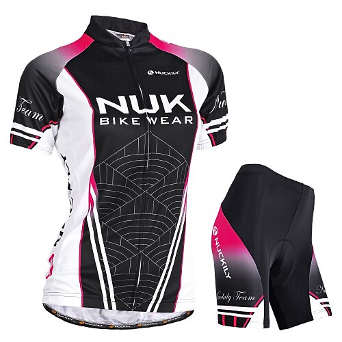 

Nuckily Women's Cycling Jersey with Shorts Short Sleeve Road Bike Cycling Black Red Bike Clothing Suit 3D Pad Breathable Reflective Strips Back Pocket Sweat wicking Sports Printed Clothing Apparel